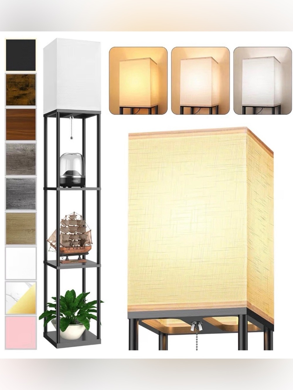 Floor Lamp with Shelves for Living Room